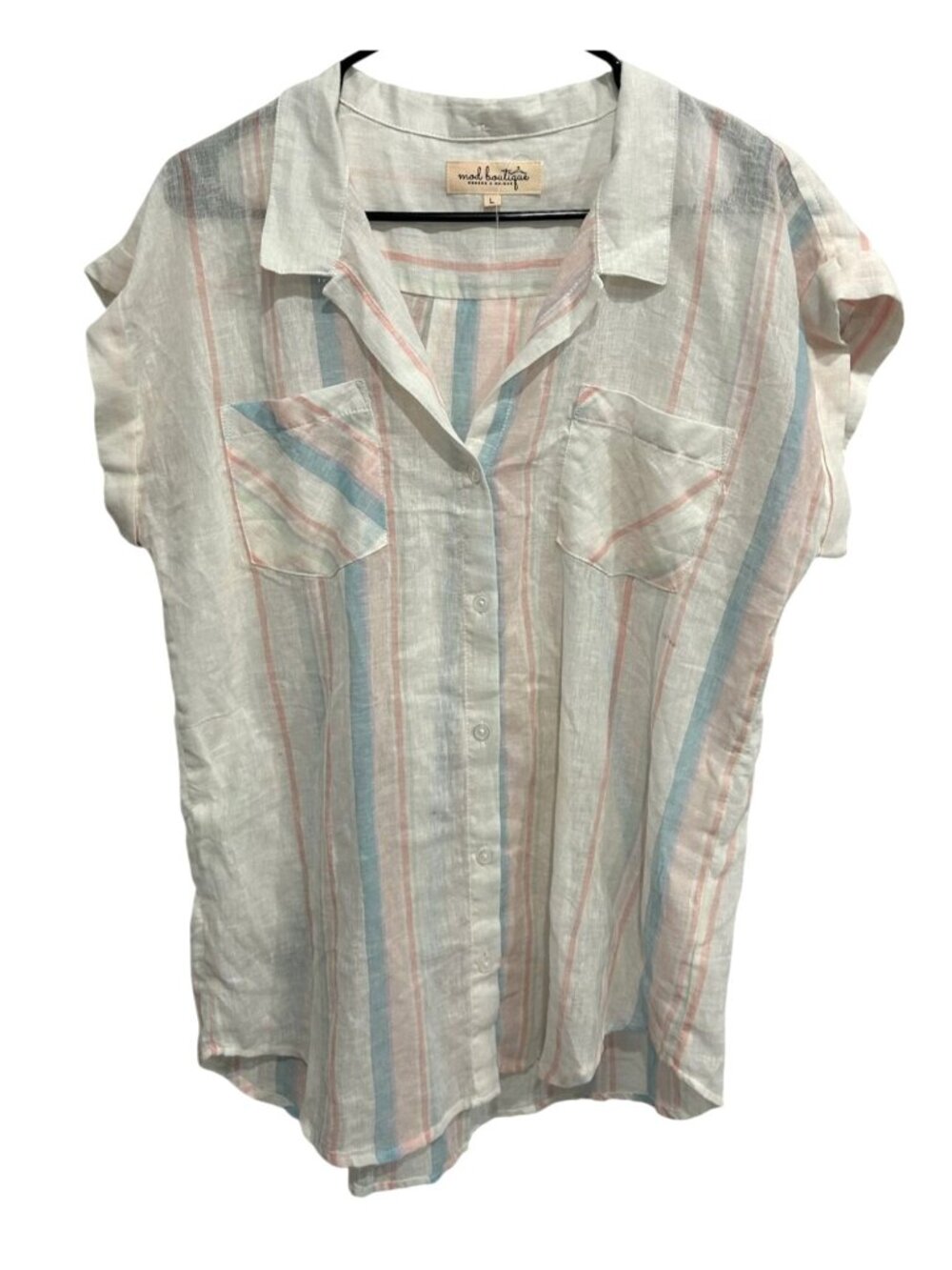Mod Boutique Large Striped Short Sleeve Shirt Top Heritage Style Minimalist